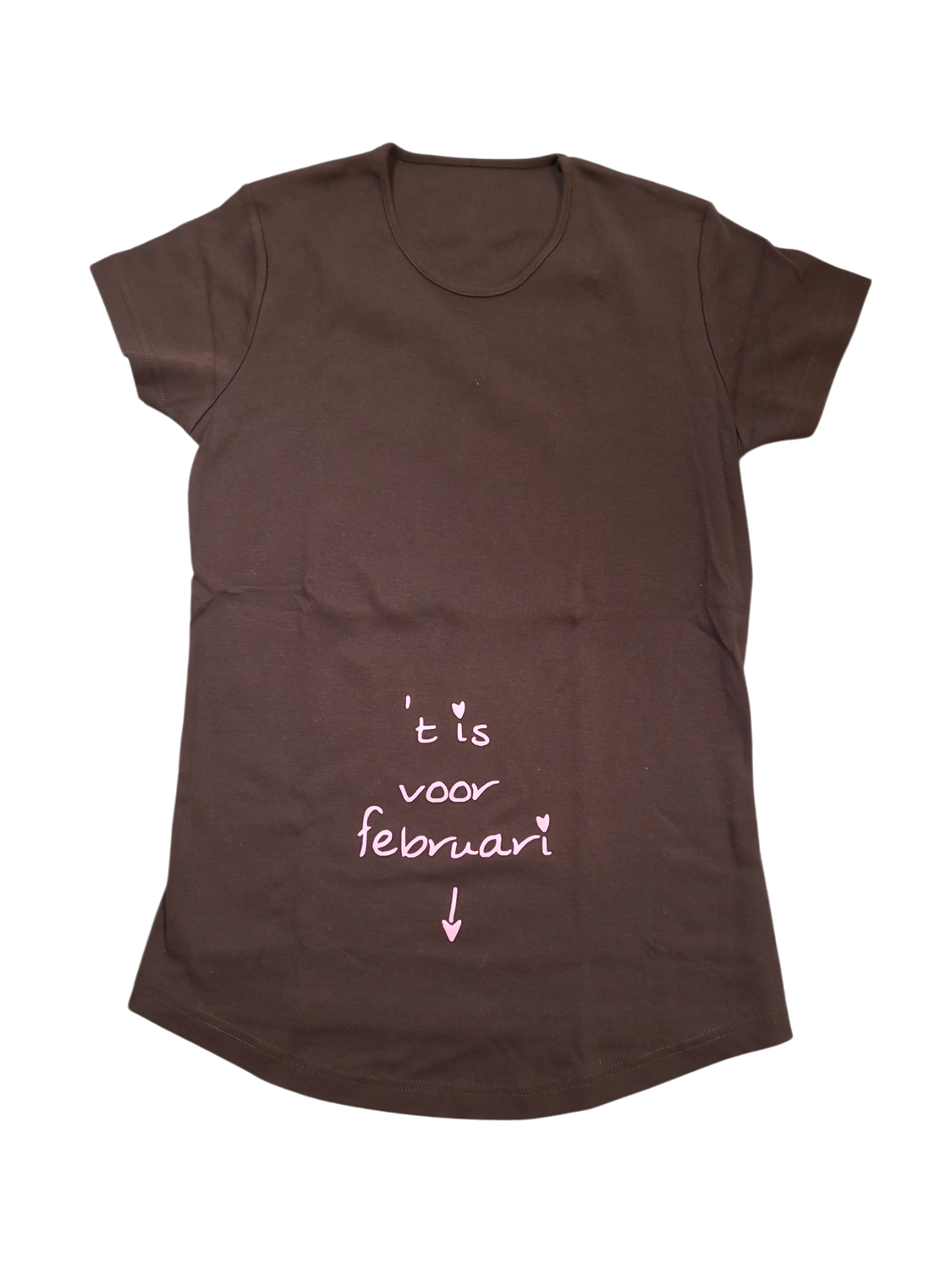 T-shirt K/M &quot;&#39;T Is Voor Februari&quot; Kelmoi Bruin