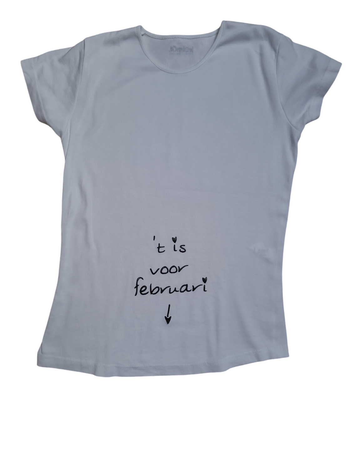 T-shirt K/M &quot;&#39;T Is Voor Februari&quot; Kelmoi Wit