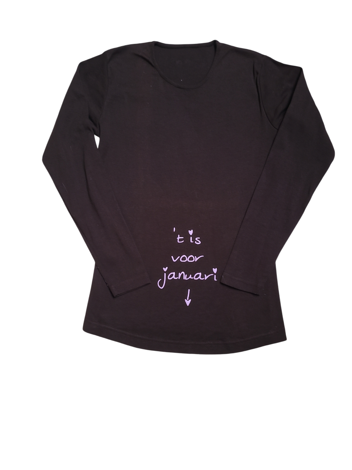 T-shirt L/M &quot;&#39;T Is Voor Januari&quot; Kelmoi Bruin