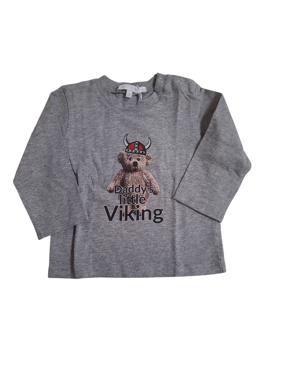 T-shirt L/M &quot;Daddy&#39;s Little Viking&quot; Gymp Grijs