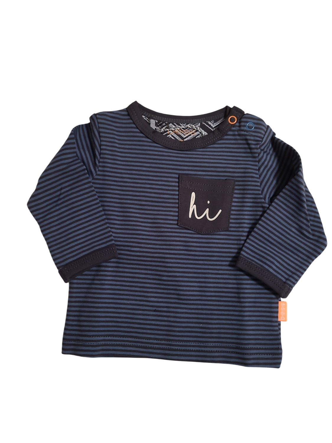 T-shirt L/M &quot;Hi&quot; Bess Blauw Gestreept