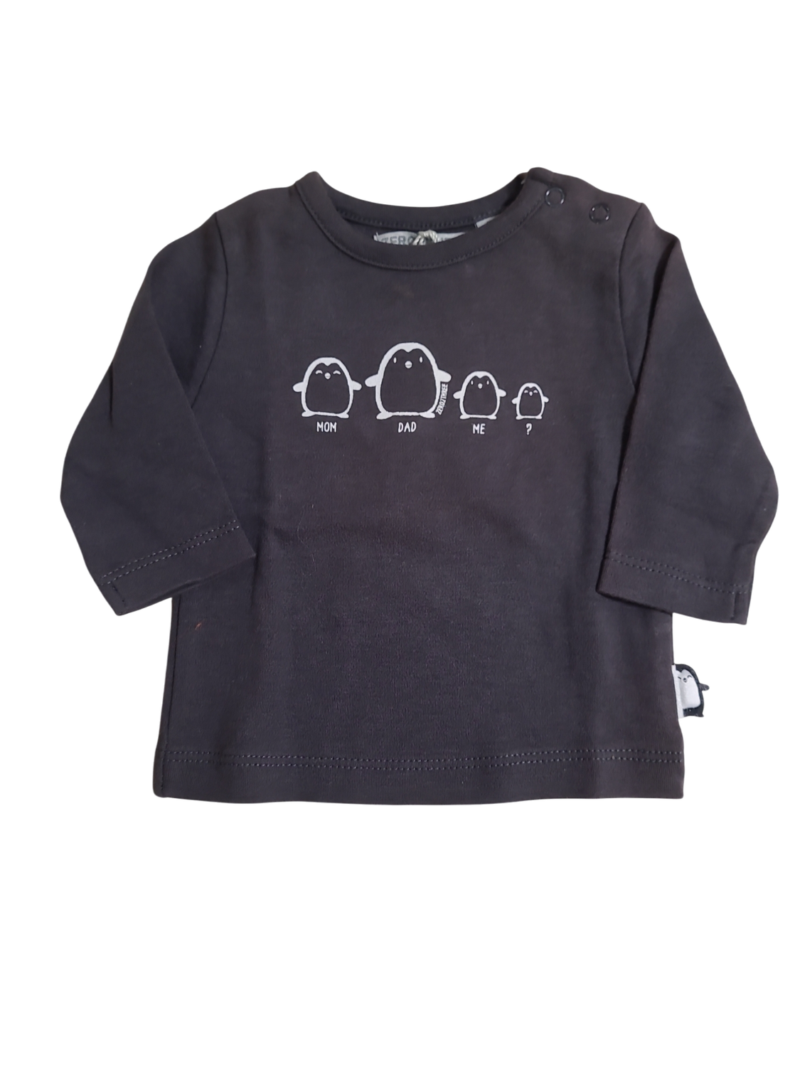 T-shirt L/M &quot;Mom, Dad,Me, ?&quot; Zero 2 Three Zwart