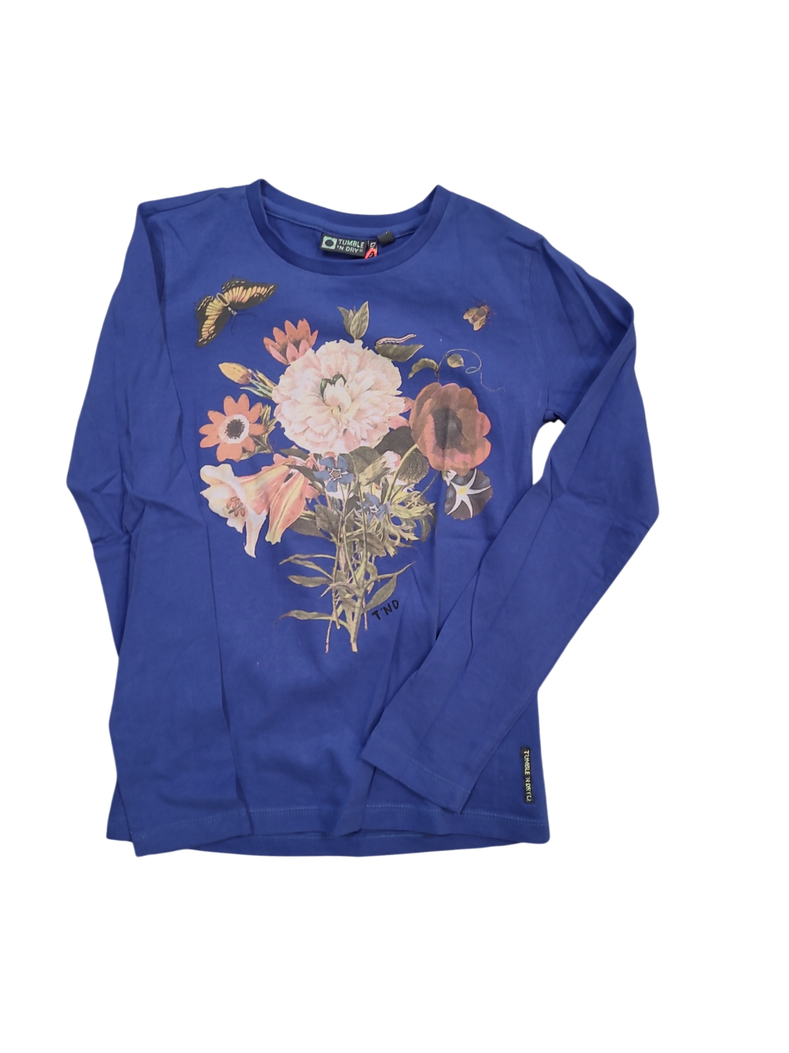 T-shirt L/M &quot;Bloemen&quot; Tumble &#39;N Dry Blauw