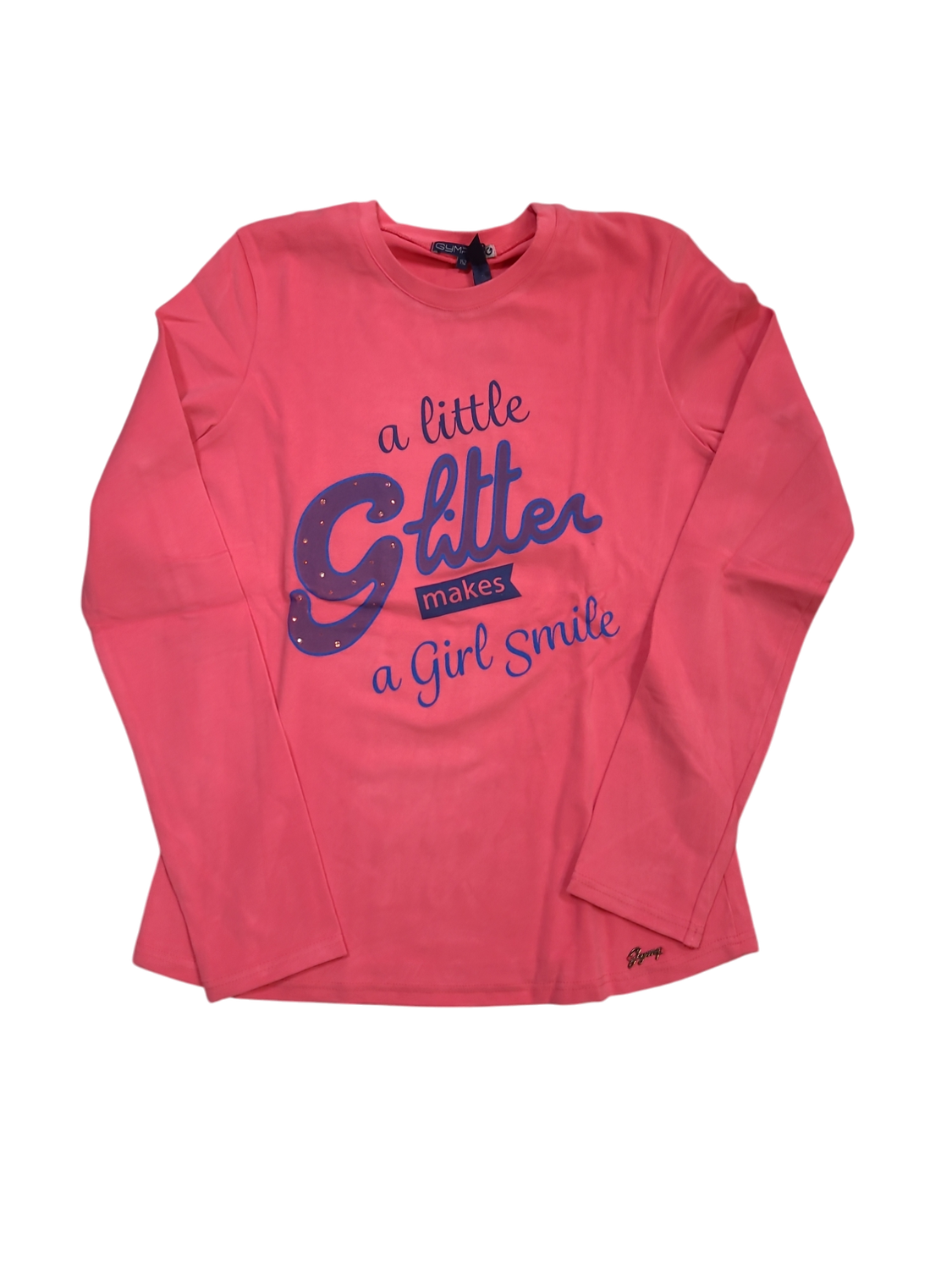 T-shirt L/M &quot;A Little Glitter&quot; Gymp Framboos