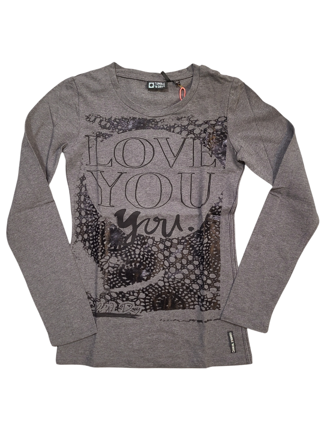 T-shirt L/M &quot;Love You&quot; Tumble &#39;N Dry Grijs