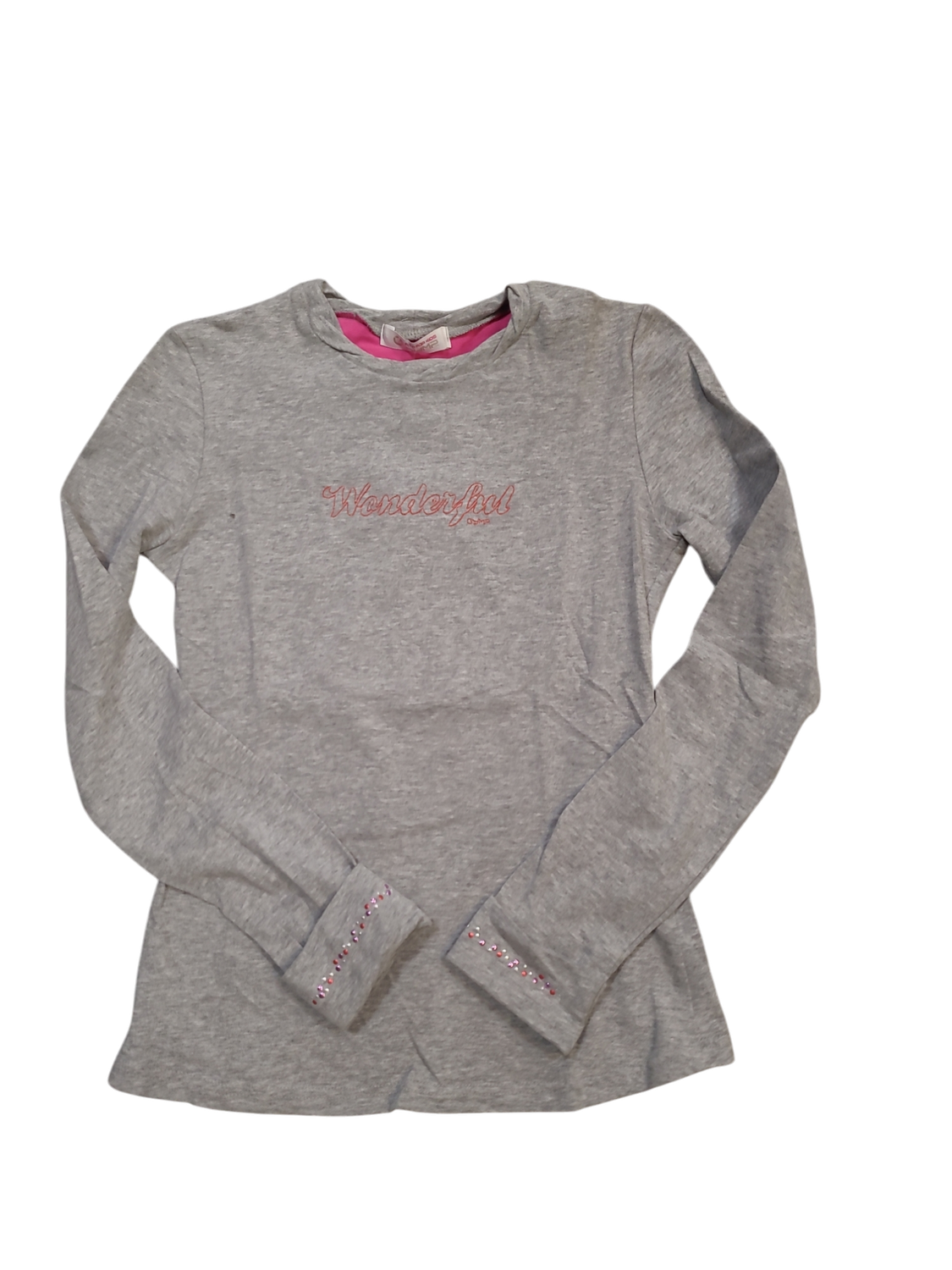 T-shirt L/M &quot;Wonderful&quot; Gymp Lichtgrijs