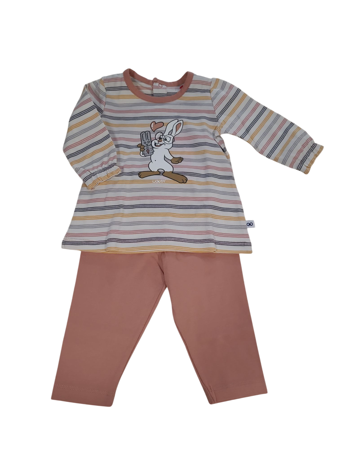 Meisjes Baby Pyjama &quot;Sneeuwhaas&quot; Woody Oudroze Gestreept
