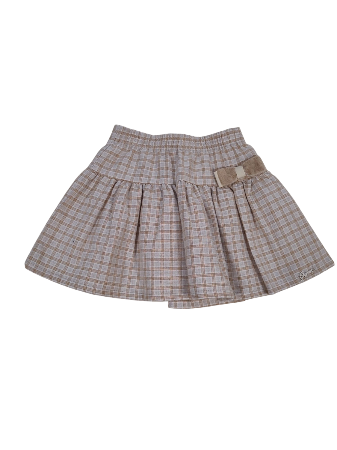 Rok Geruit Gymp Beige