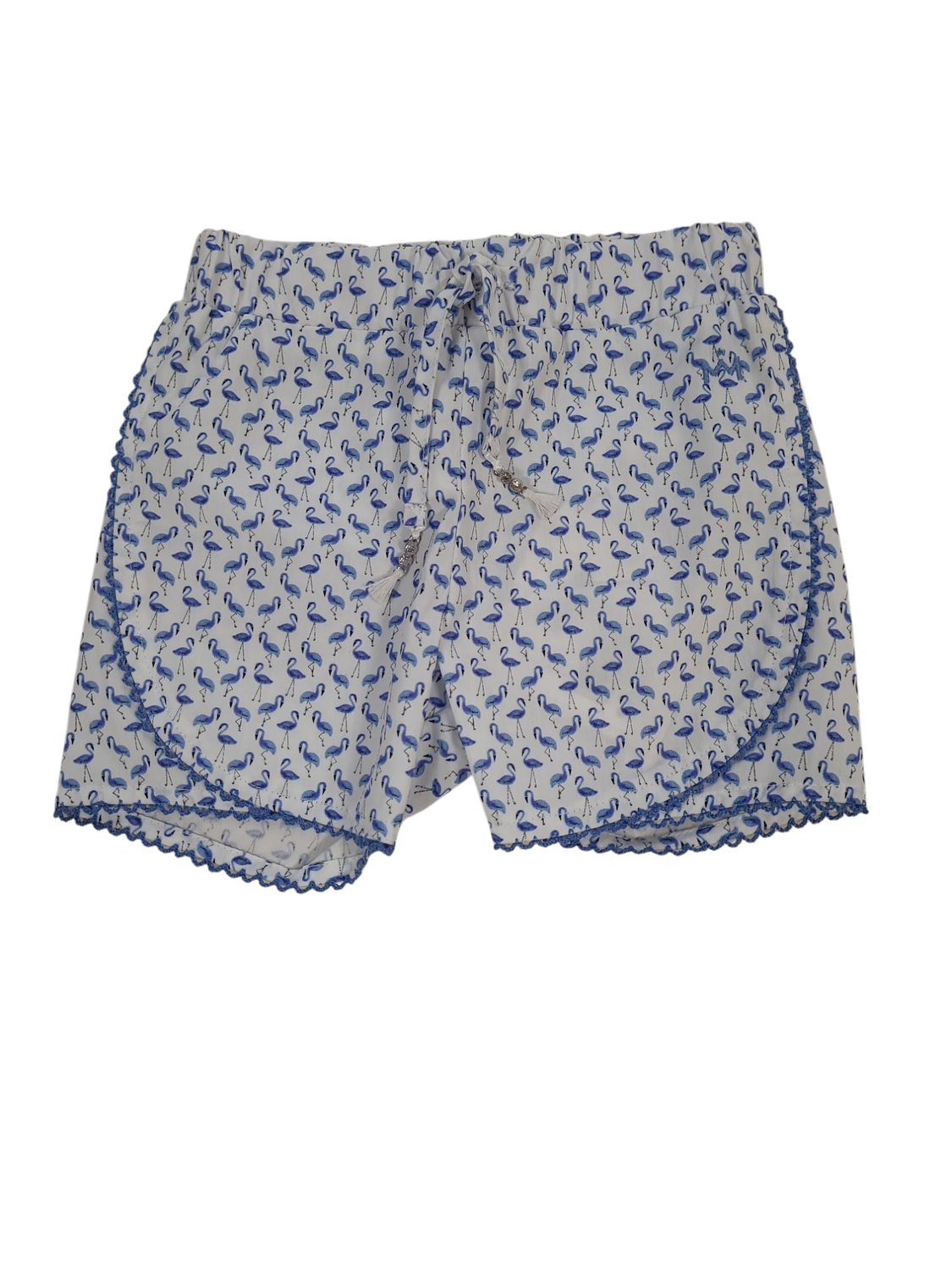 Short &quot;Flamingo&#39;s&quot; Gymp Wit/Blauw Bedrukt