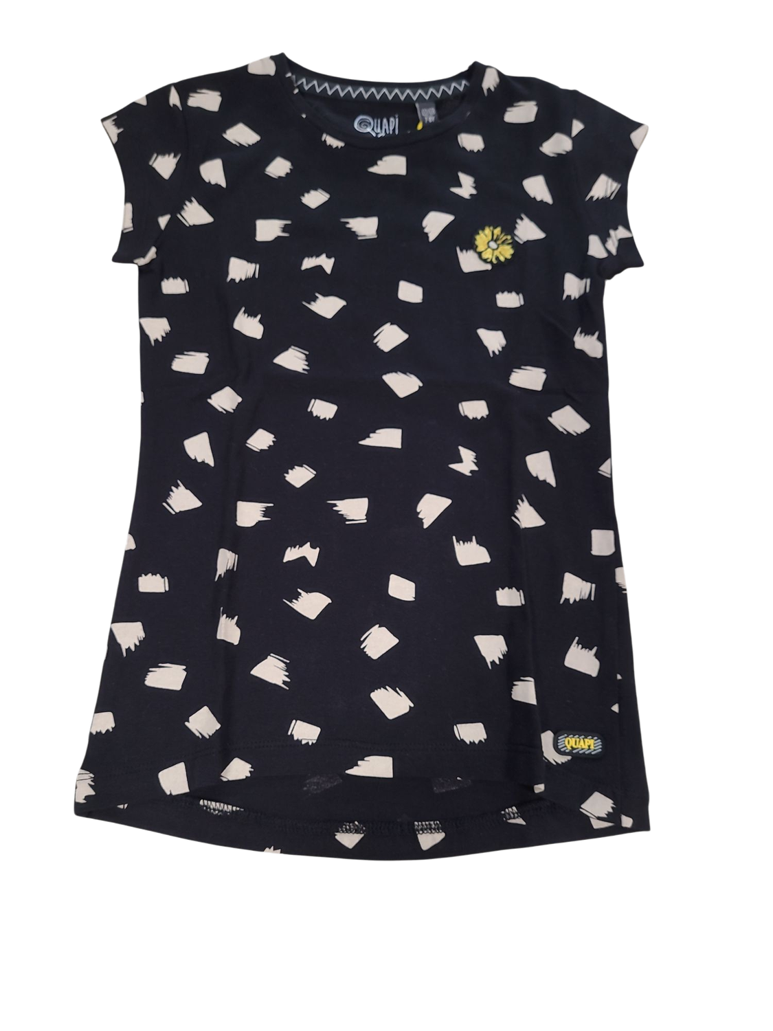 T-shirt Quapi Zwart/Ecru Bedrukt