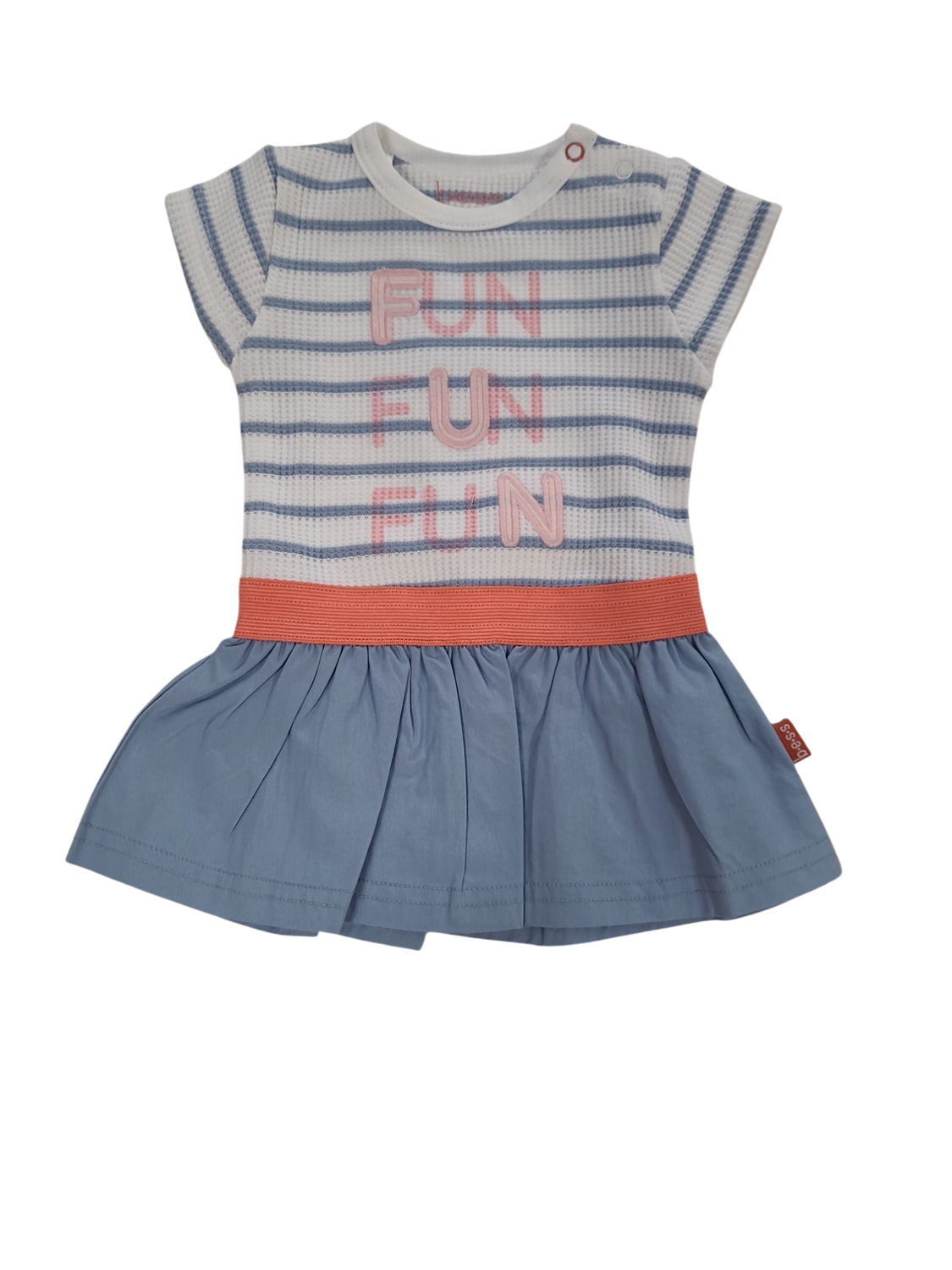 Kleed &quot;Fun Fun Fun&quot; Bess Wit/Blauw Gestreept