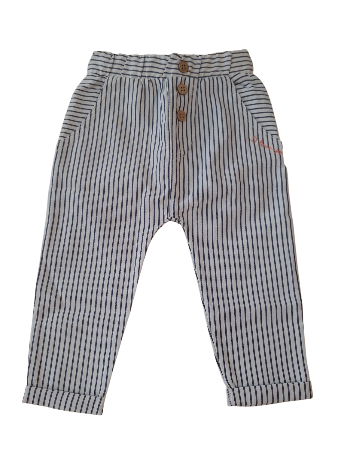 Broek &quot;I Love You&quot; Bess Wit/Blauw Gestreept