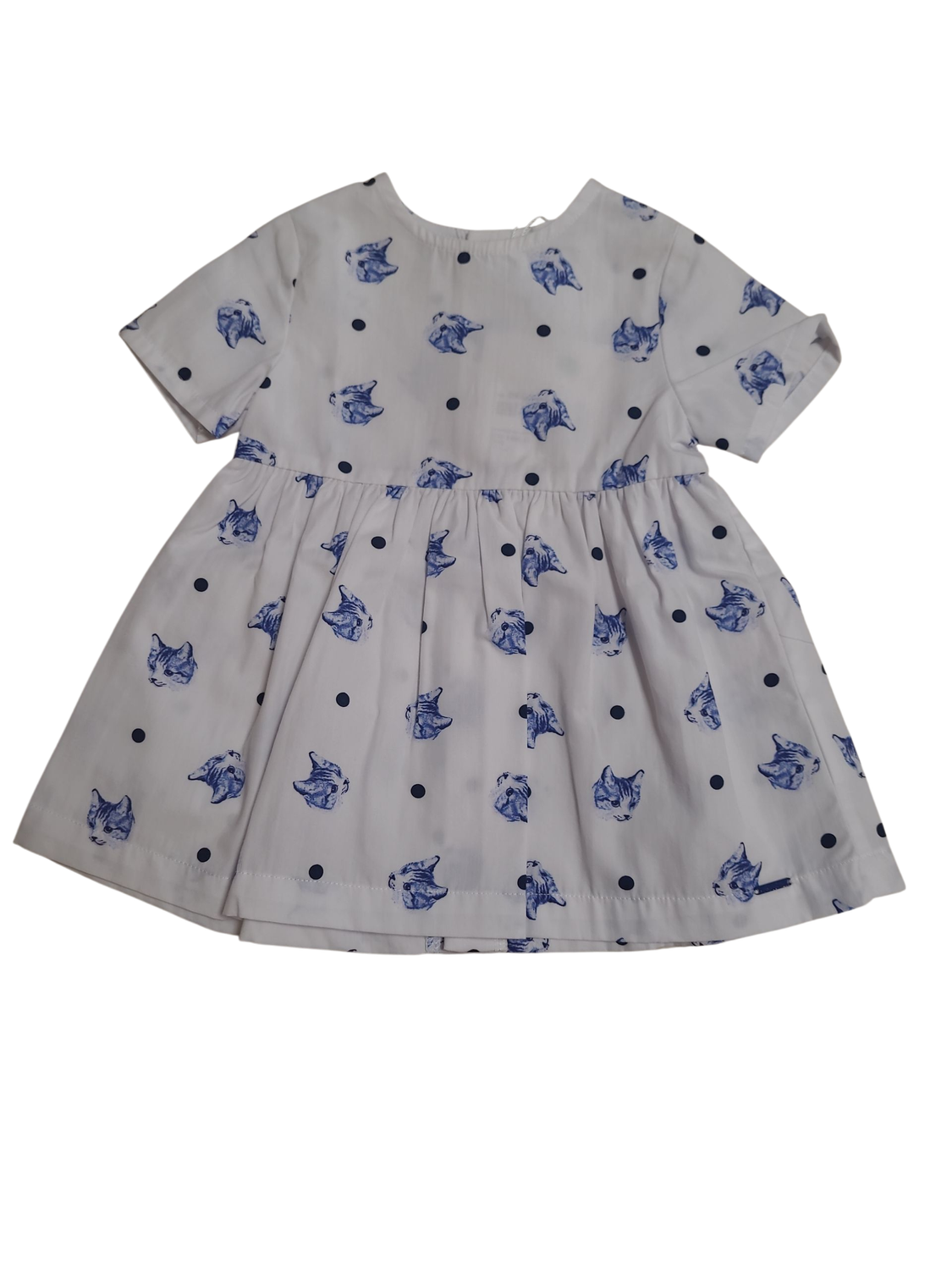 Kleed &quot;Poes&quot; Gymp Wit/Blauw Bedrukt