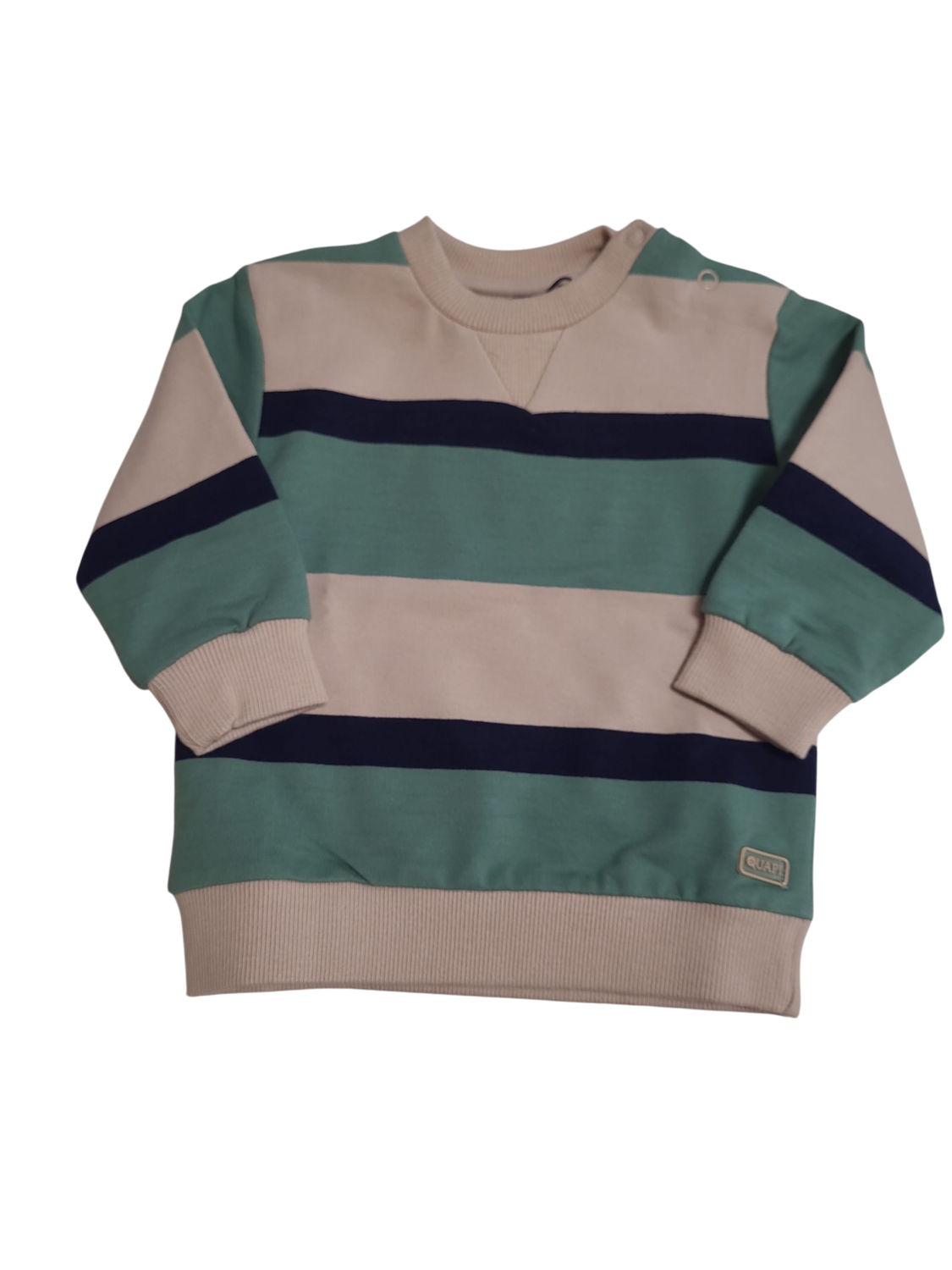 Sweater Quapi Beige/Groen/Zwart Gestreept