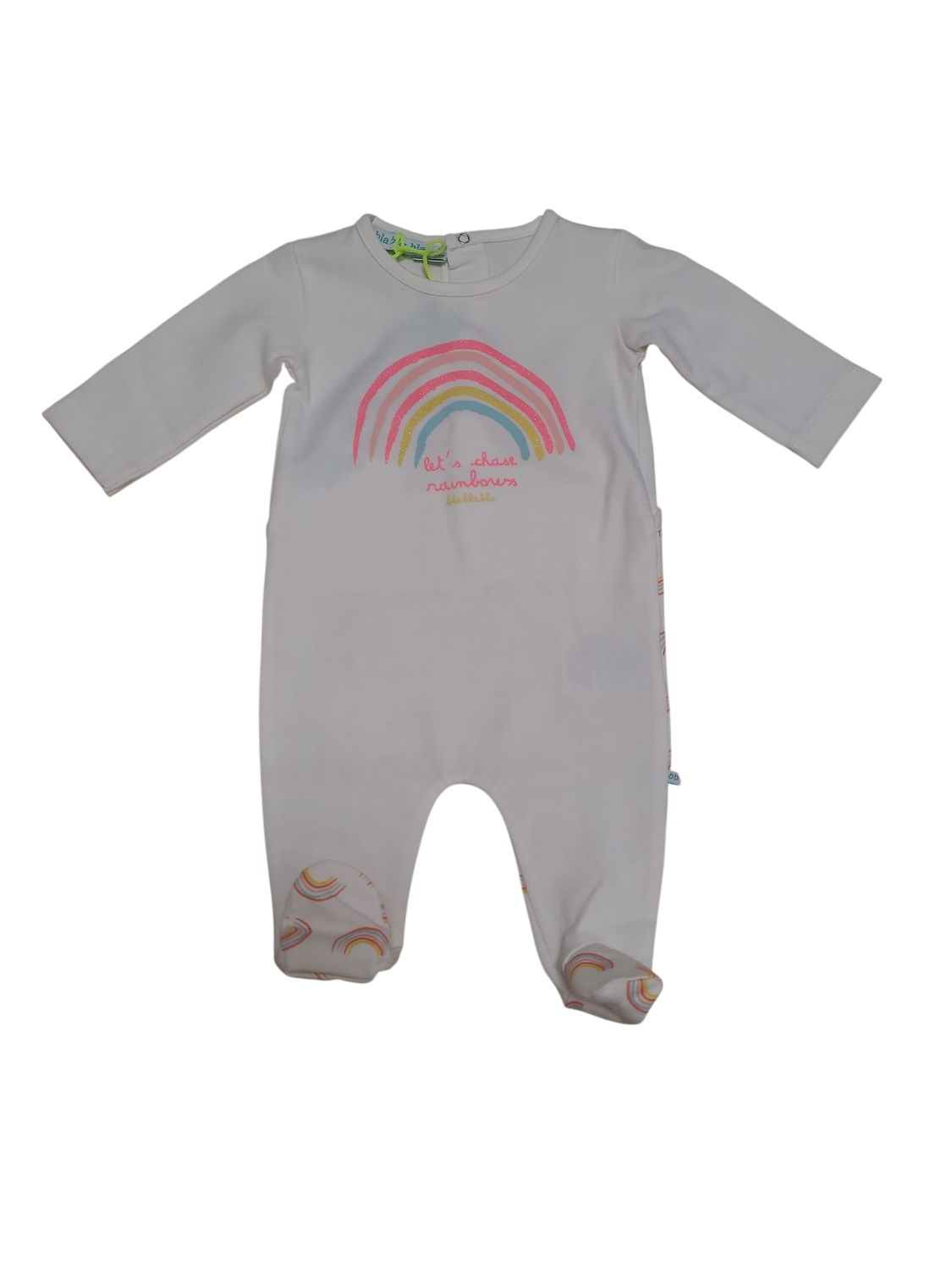 Meisjes Baby Pyjama &quot;Let&#39;s Chase Rainbow&quot; Bla Bla Bla Off White