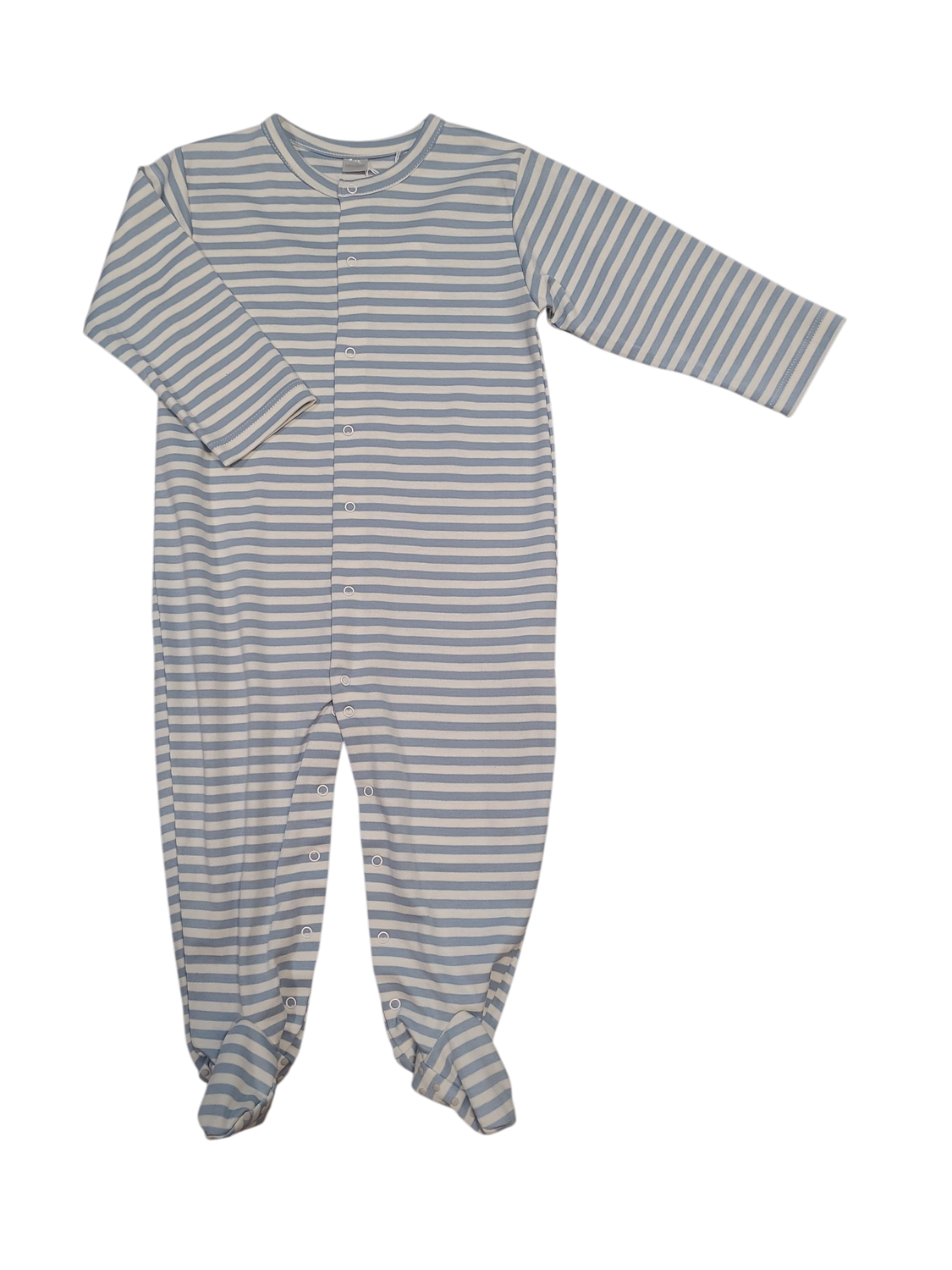 Pyjama/Voetjes Petit Oh! Blauw/Ecru Gestreept