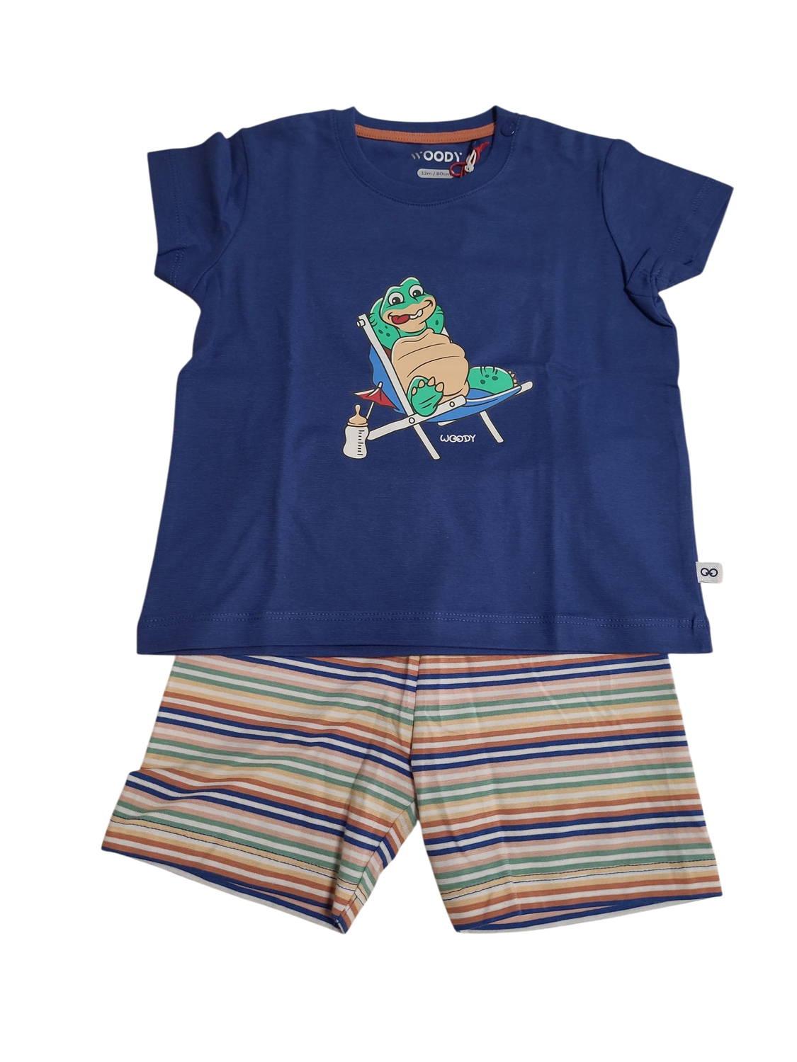 Jongens Baby Pyjama K/M Short &quot;Schildpad&quot; Woody Blauw