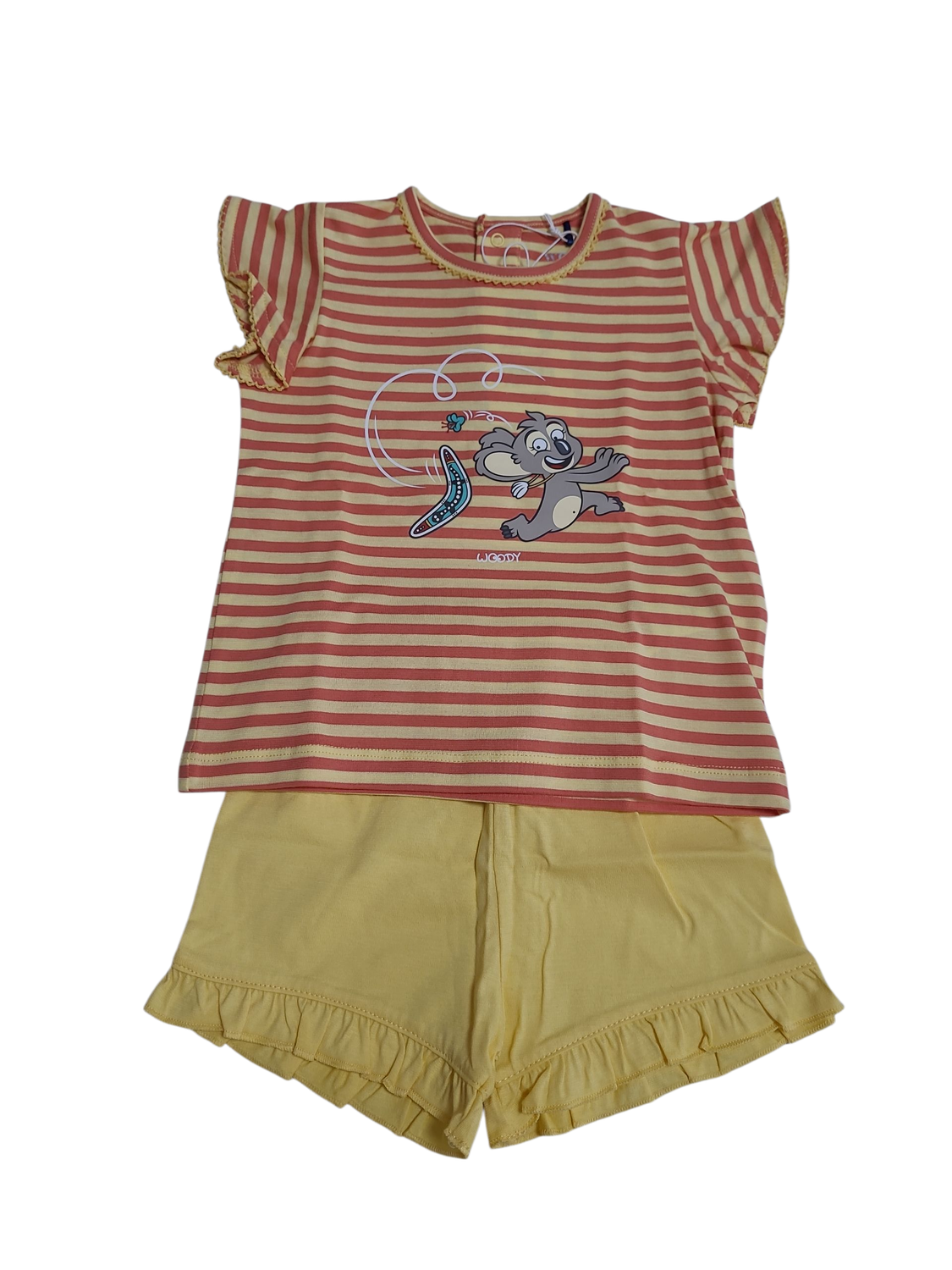 Meisjes Baby Pyjama K/M &quot;Koala&quot; Woody Geel Gestreept