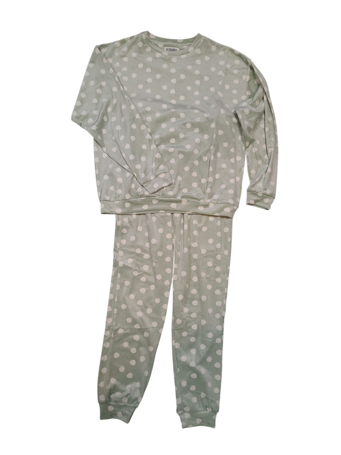 Meisjes Pyjama L/M &quot;Bolletjes&quot; Velours Woody Mint