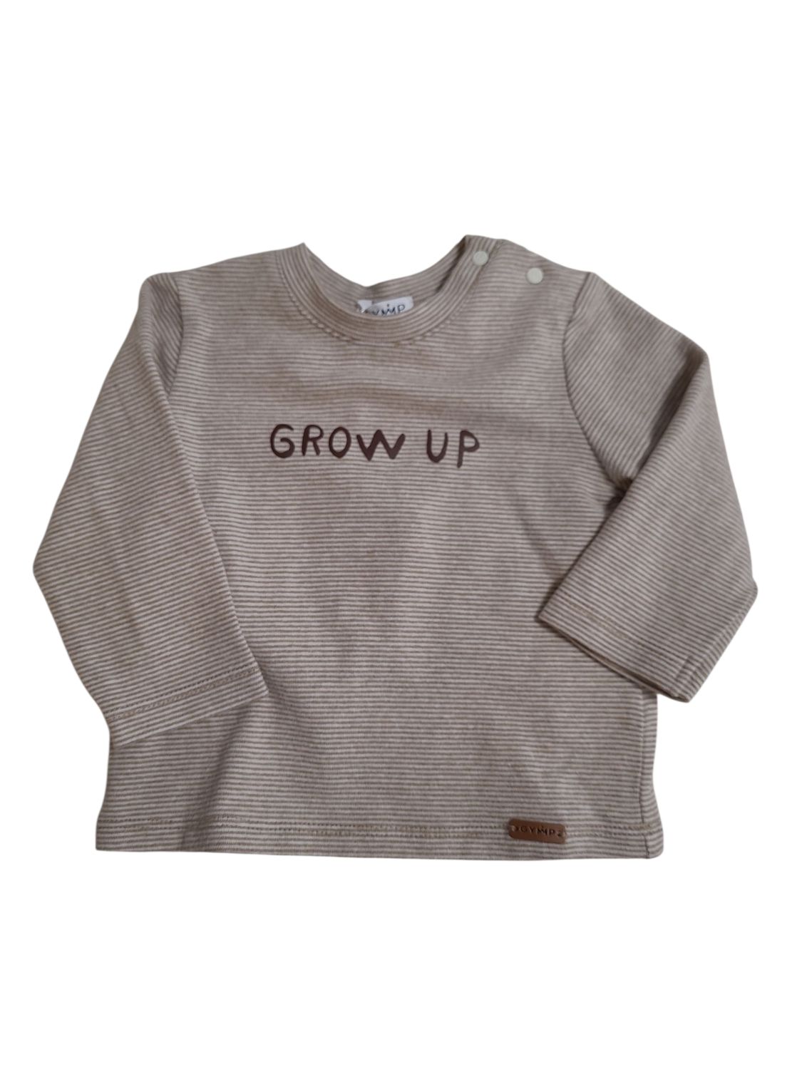 T-shirt L/M &quot;Grow Up&quot; Gymp Beige Gestreept