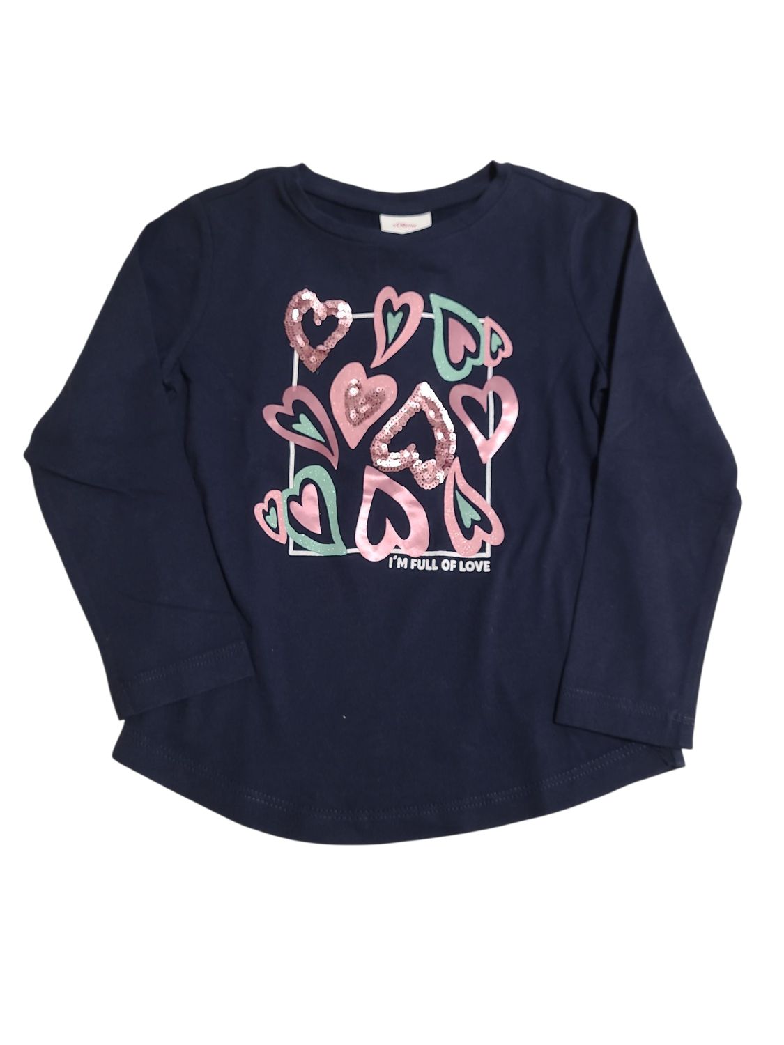 T-shirt L/M &quot;I&quot;m Full Of Love&quot; S-Oliver Donkerblauw