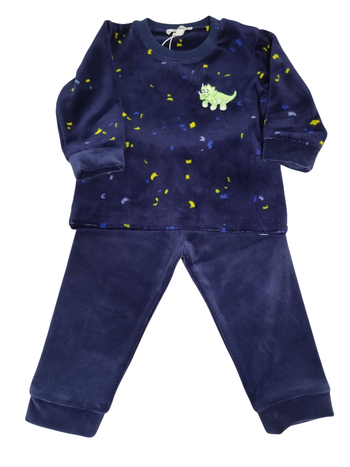 Jongens Pyjama L/M Velours "Dino" Woody Donkerblauw