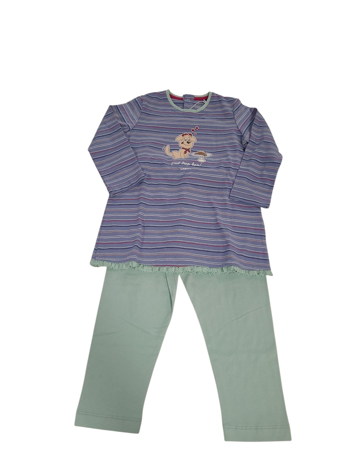 Meisjes Pyjama L/M "Labradoodle" Woody Multi Gestreept