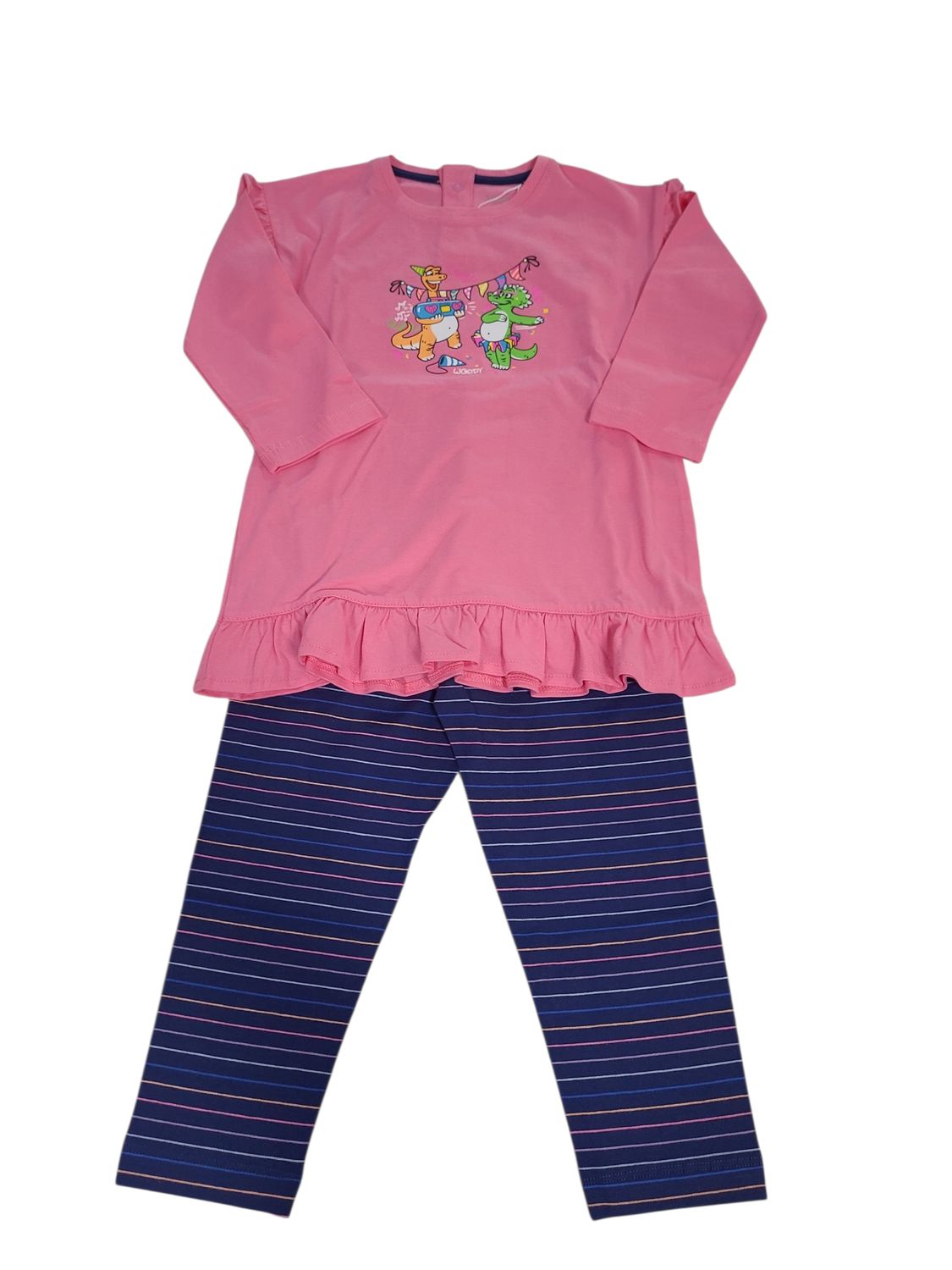 Meisjes Pyjama L/M "Dino" Woody Fluo Roos
