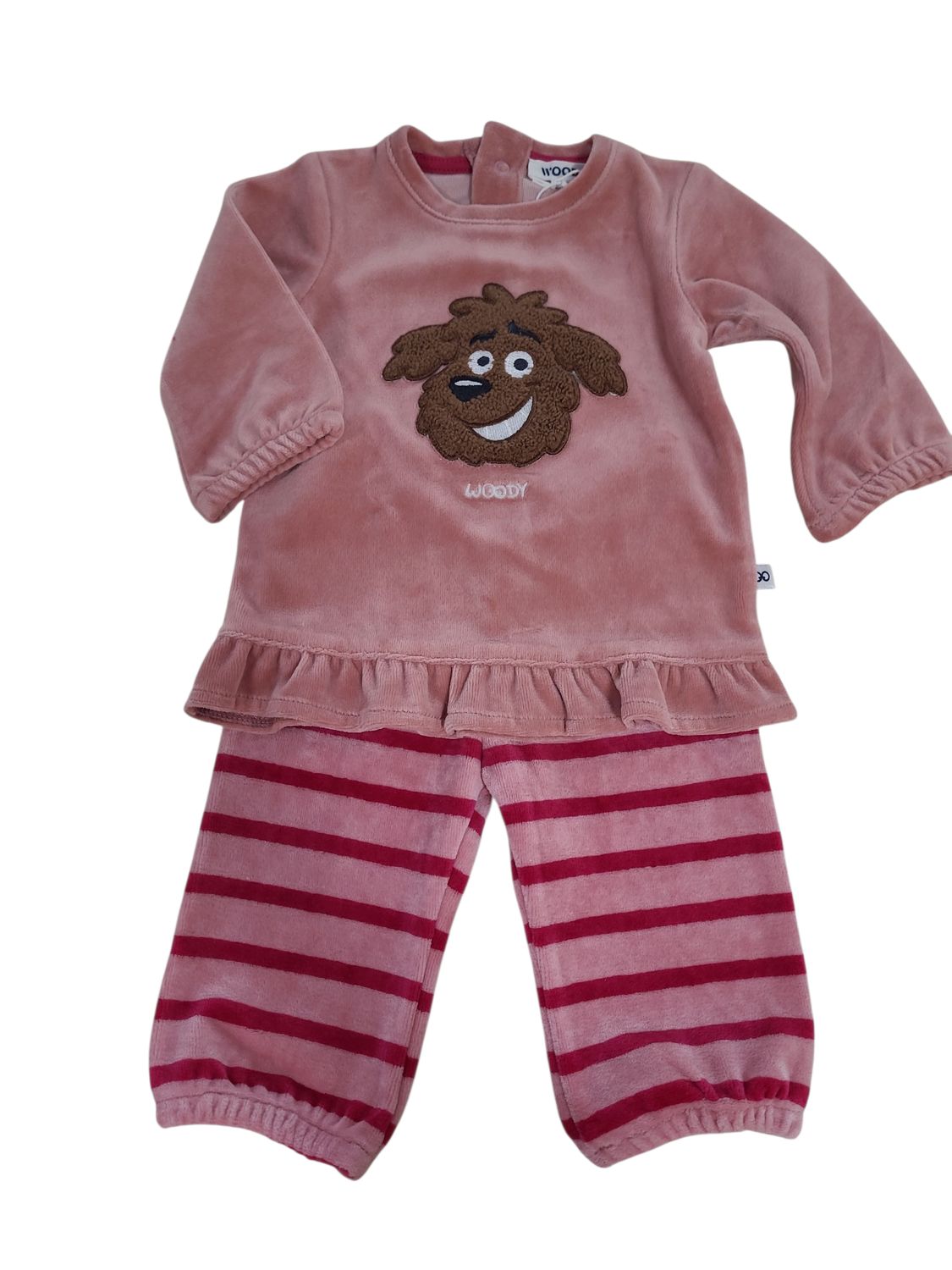 Meisjes Baby Pyjama L/M Velours "Labradoodle" Woody Roos