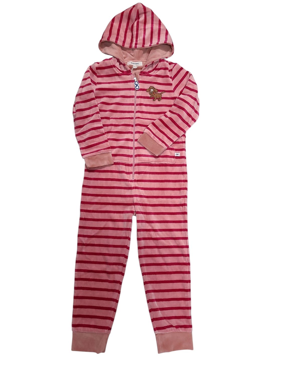 Onsie Velours "Labradoodle" Woody Roos Gestreept