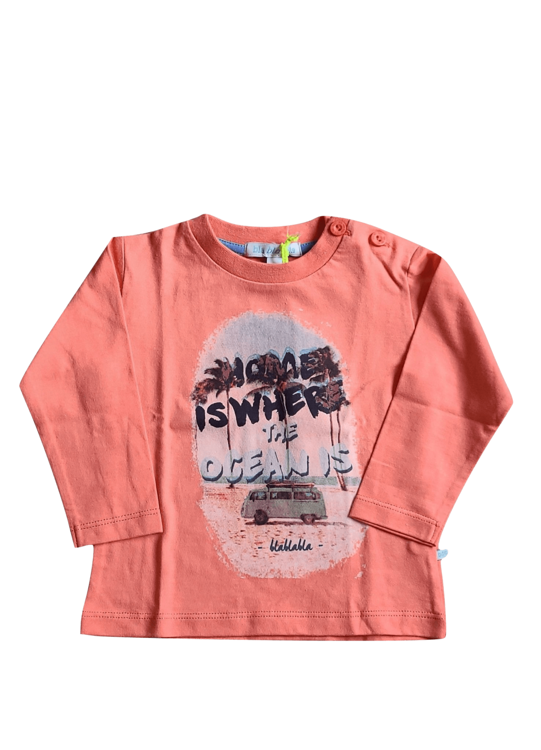 T-shirt L/M "Home is where ...." Bla Bla Bla Koraal