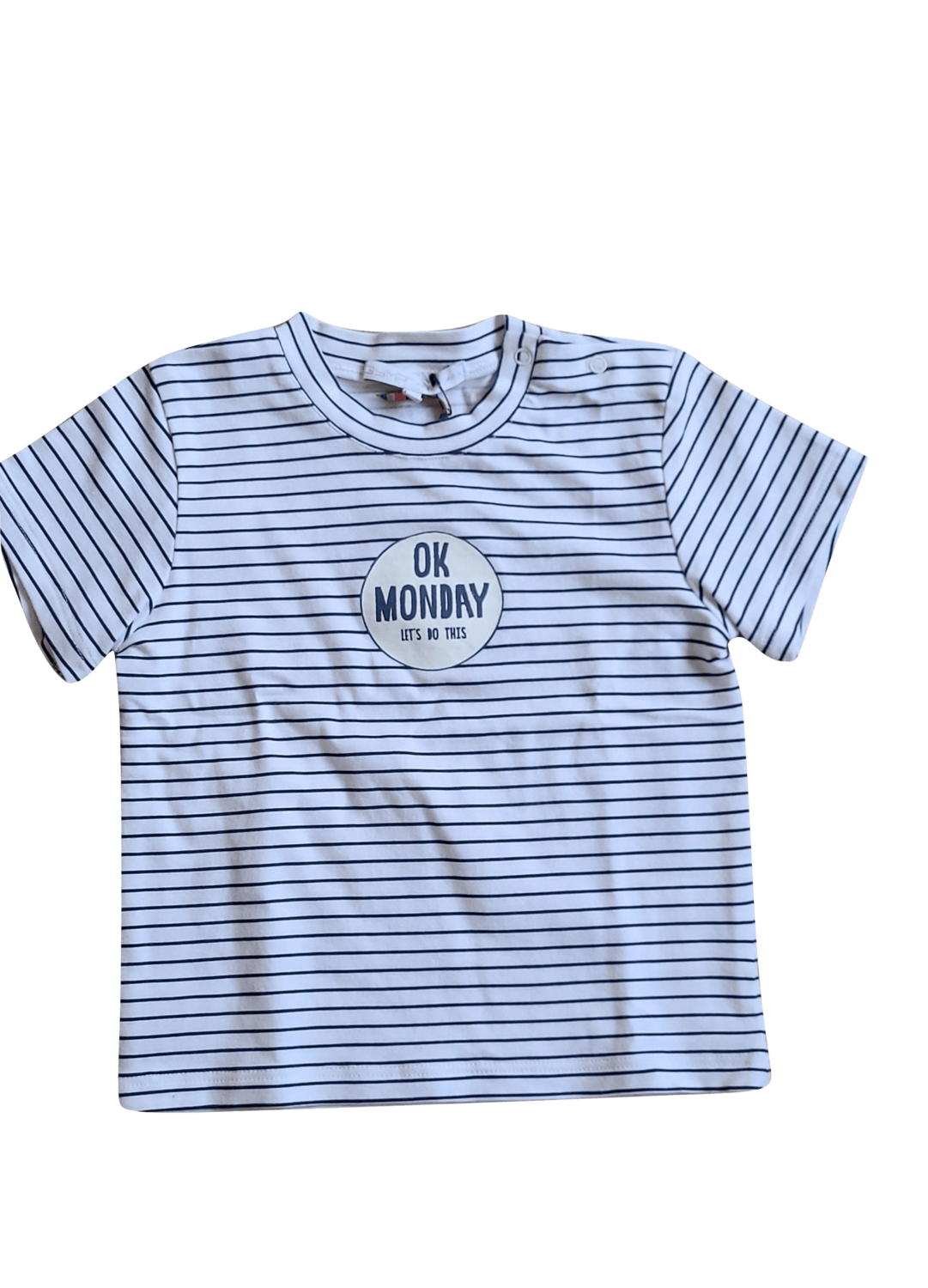 T-shirt "OK Monday" Gymp Blauw Gestreept