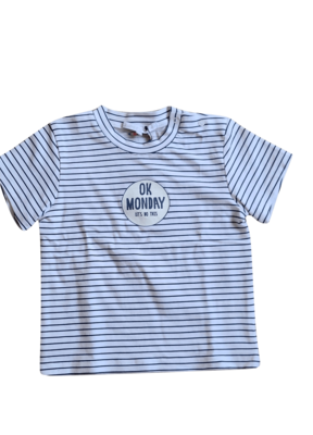 T-shirt "OK Monday" Gymp Blauw Gestreept