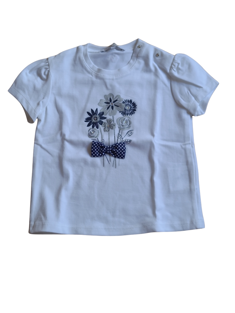 T-shirt "Bloemen" Gymp Wit