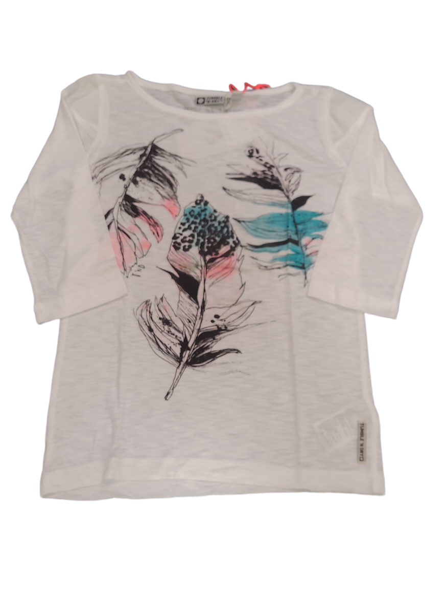 T-shirt 3/4 Mouw Tumble 'N Dry Wit Bedrukt
