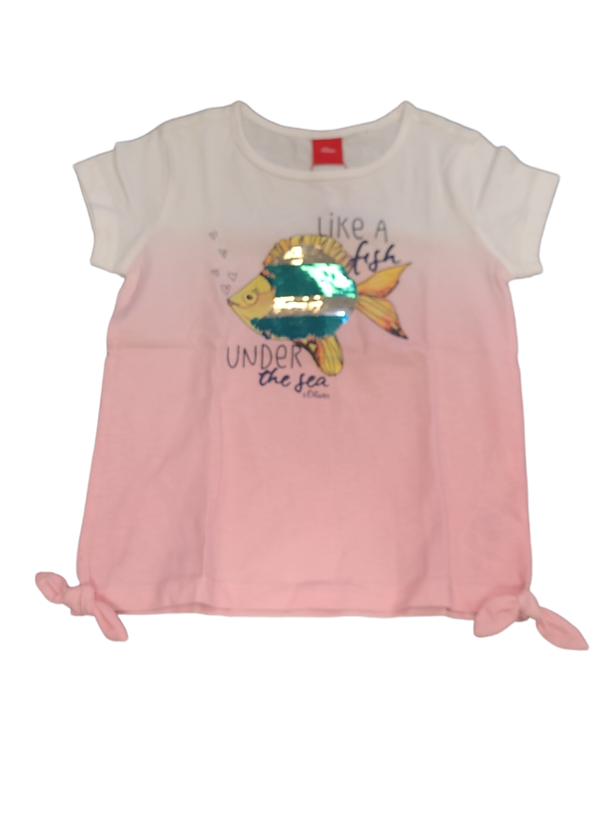 T-shirt "Like A Fish" S-Oliver Wit/Roos