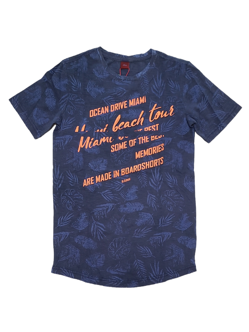 T-shirt "Ocean Drive Miami" S-Oliver Blauw Bedrukt