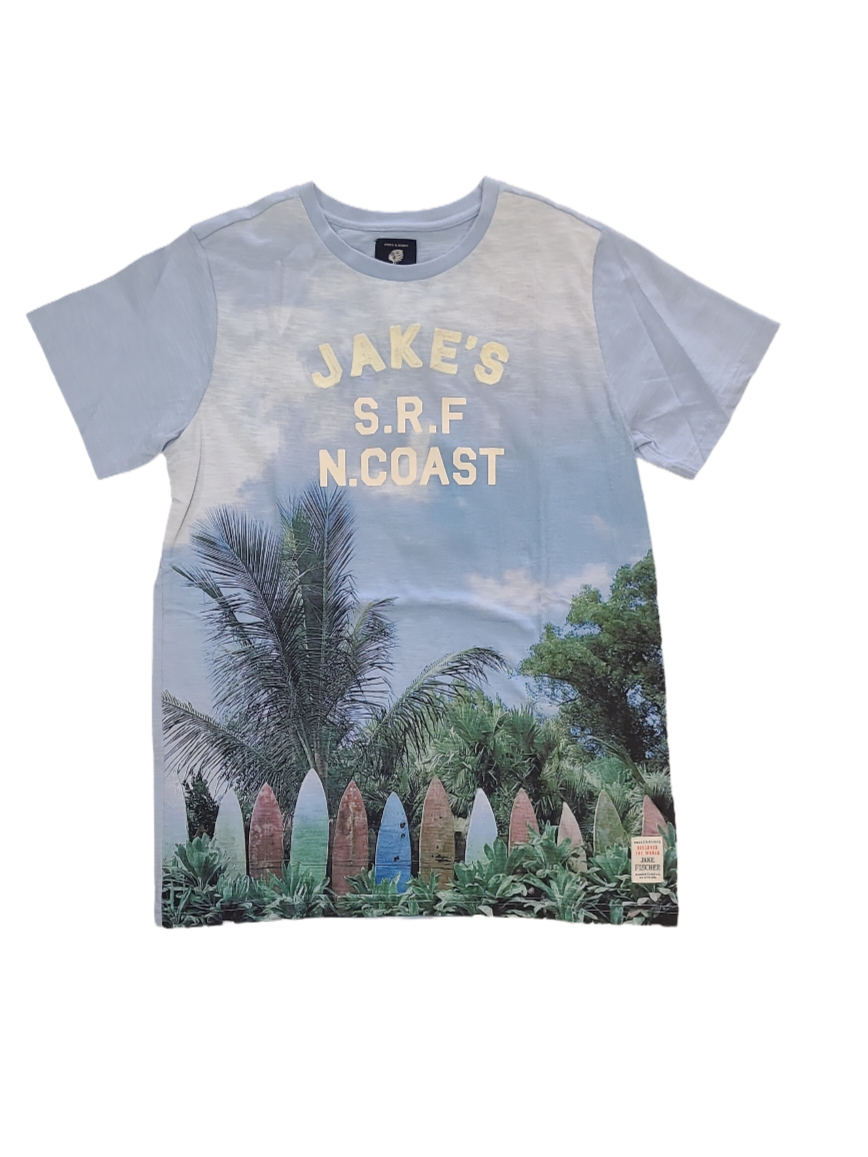 T-shirt "N.Coast" Jake Fischer Lichtblauw