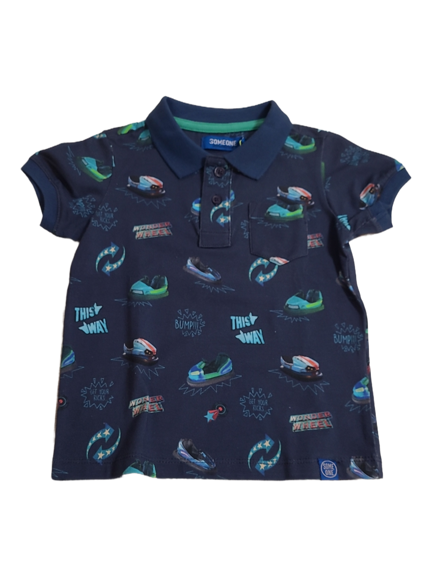 Polo "Bumpcar"  Someone Blauw Bedrukt