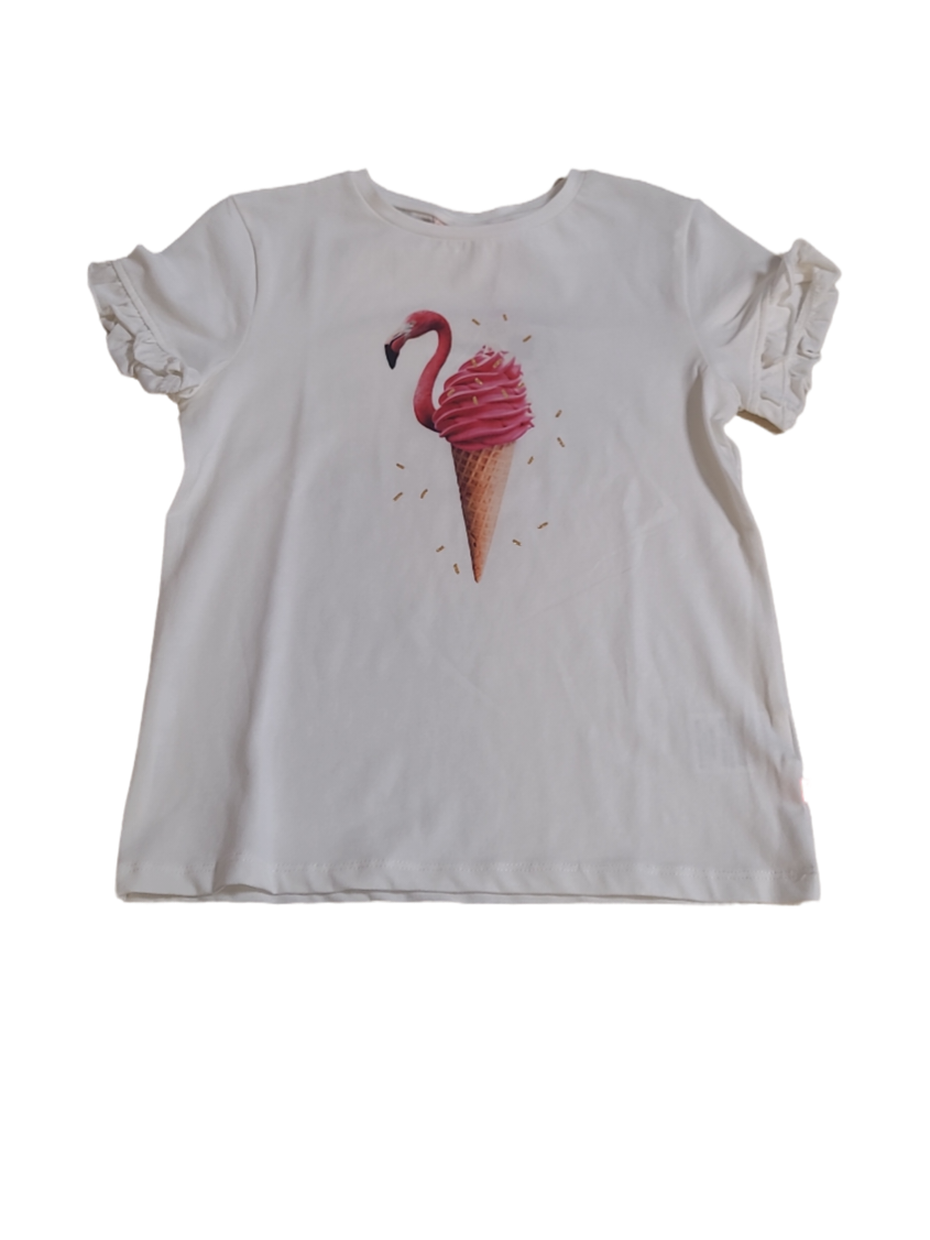 T-shirt "Flamingo/ijsje" Someone Ecru