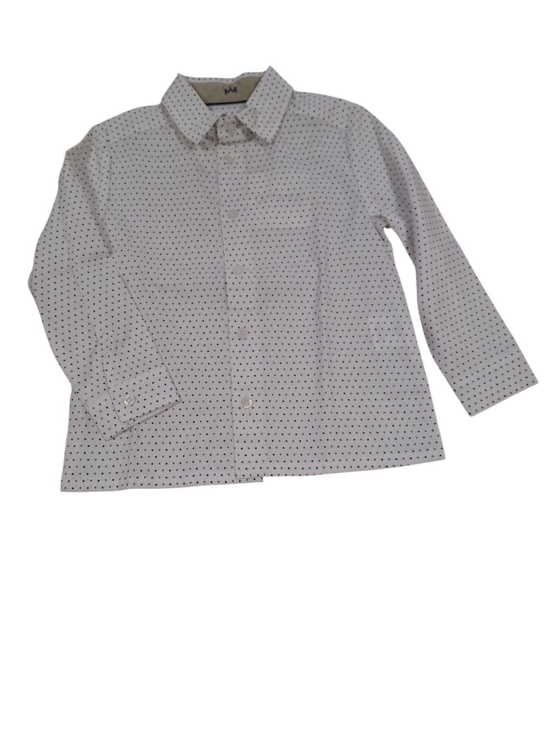 Hemd L/M "Bolletjes" Gymp Wit/Marine//Taupe