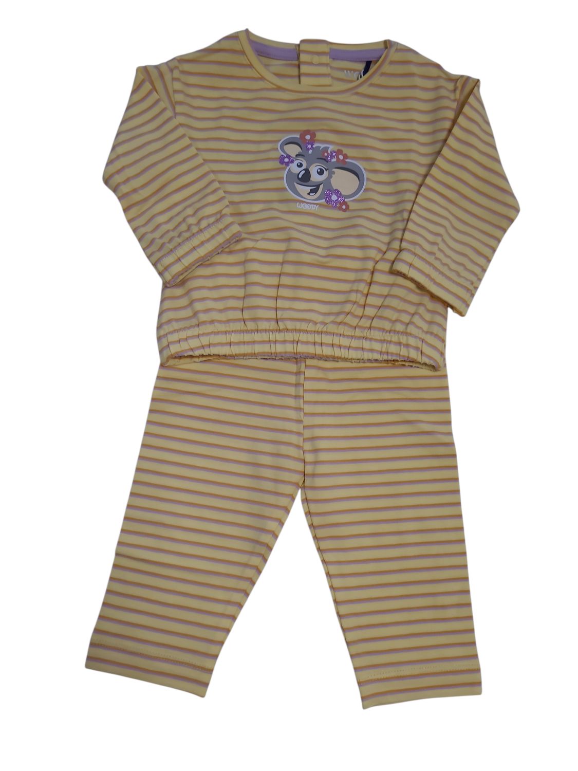 Meisjes Baby Pyjama L/M "Koala" Woody Geel Gestreept