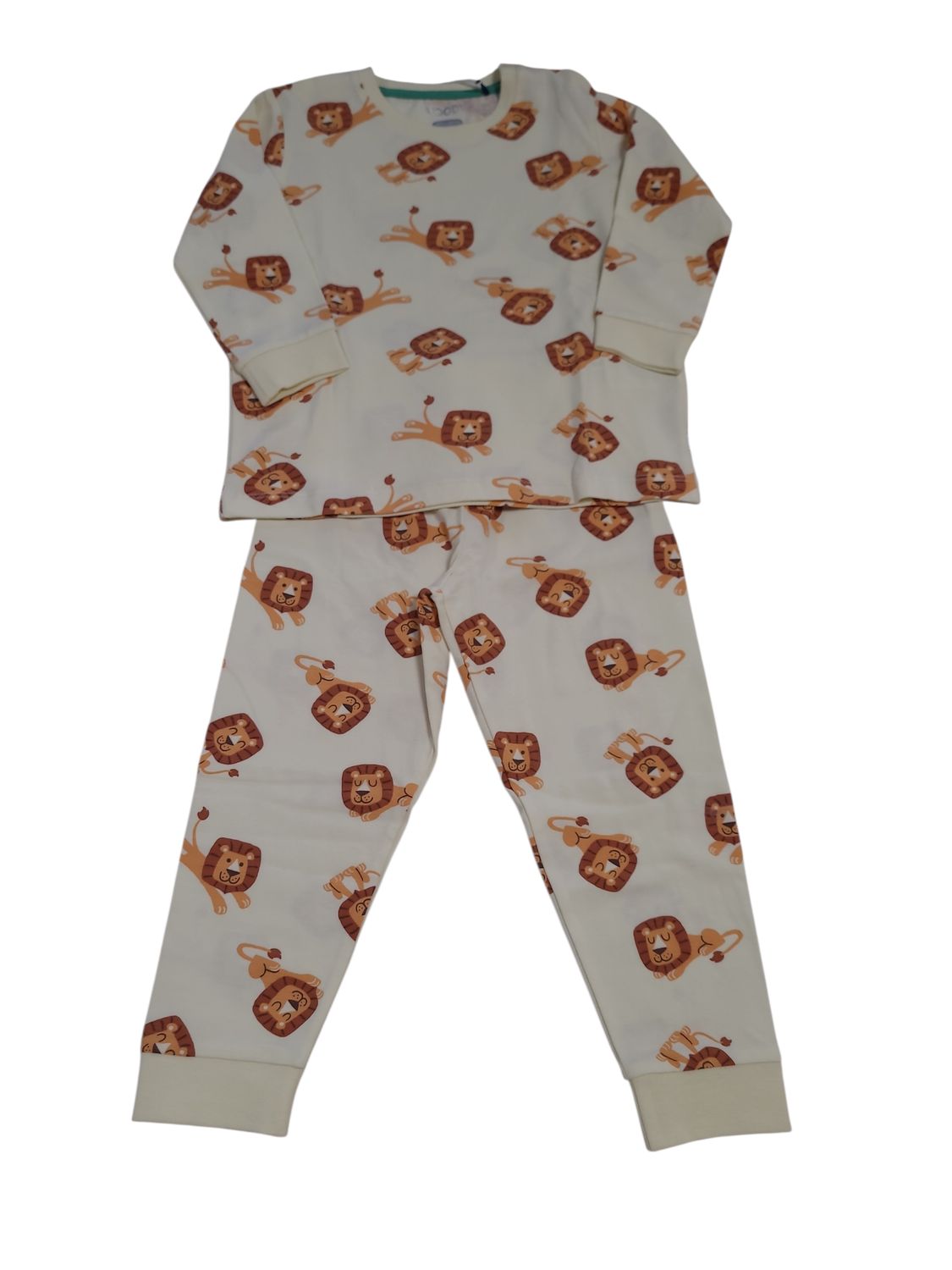 Jongens Baby Pyjama L/M Lange Broek "Leeuw" Woody Pastel Geel