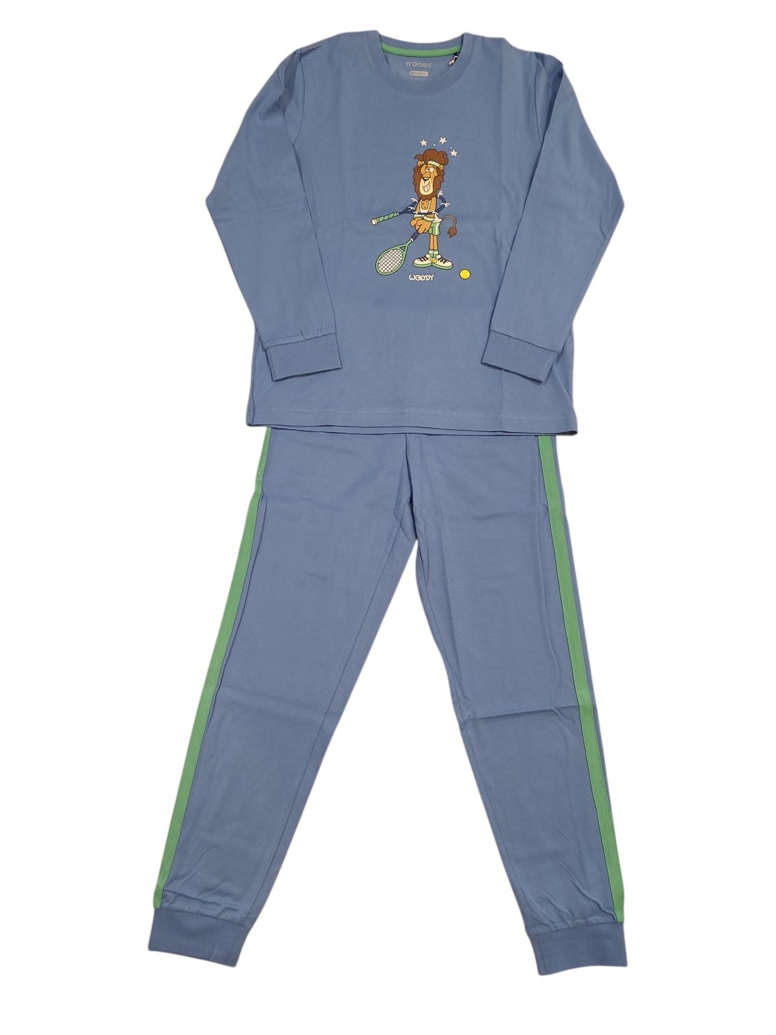 Jongens Pyjama L/M Lange Broek "Leeuw" Woody Blauw