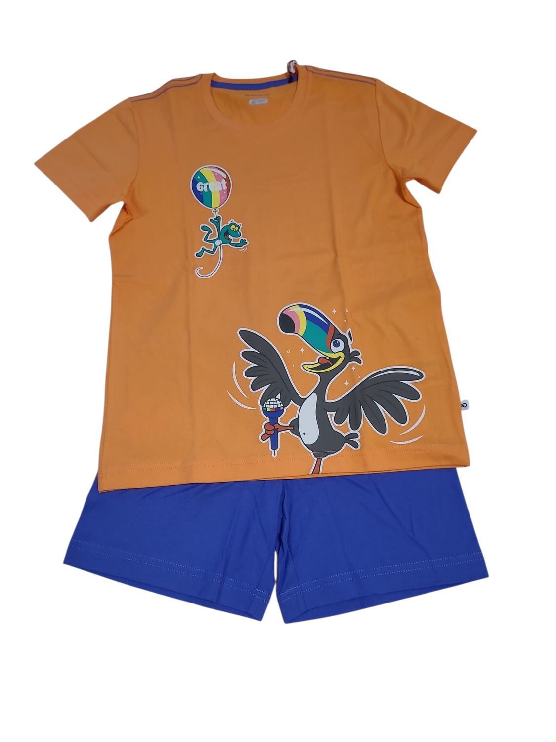Jongens Pyjama K/M Short "Toekan" Woody Oranje