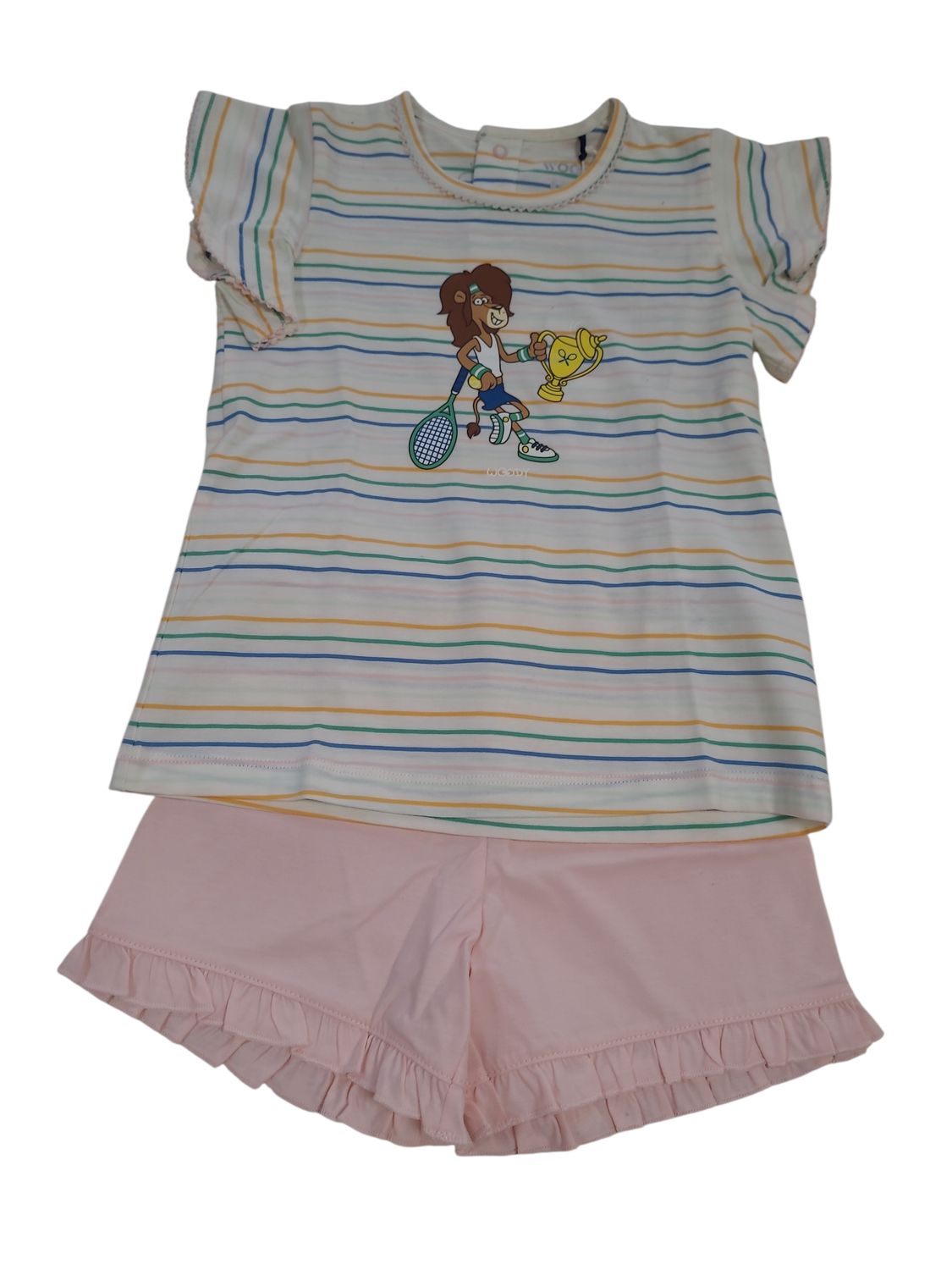 Meisjes Pyjama K/M Short "Leeuw" Woody Multi Gestreept