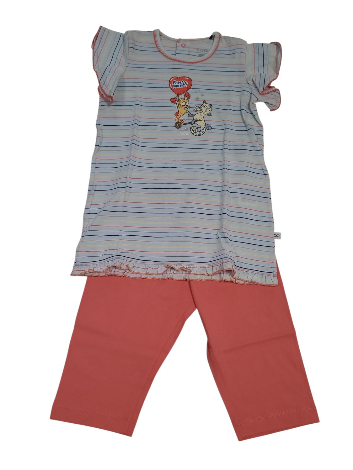 Meisjes Pyjama K/M  Kuitbroek "Zeepaardje" Woody Multi Gestreept