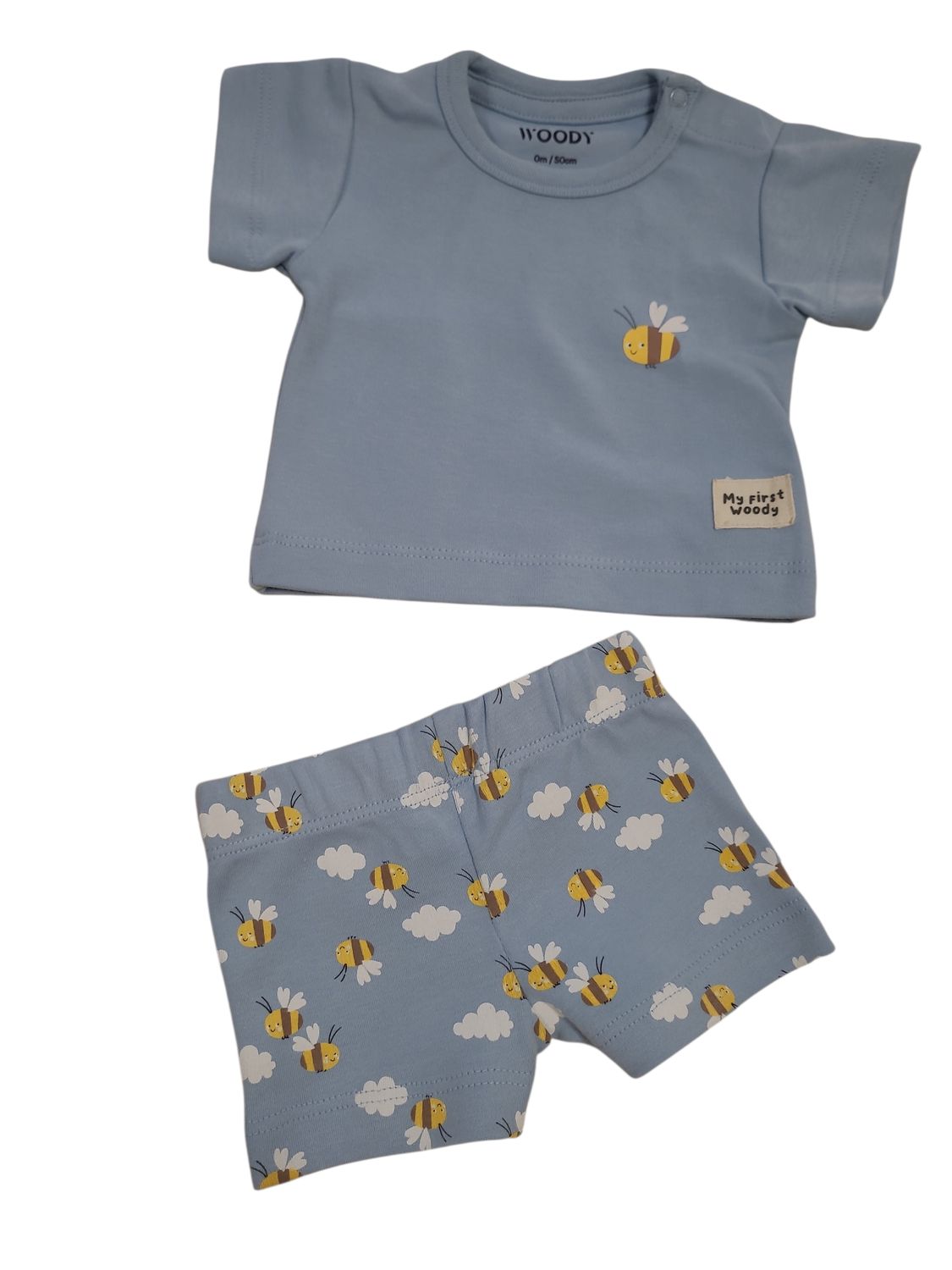 Baby Pyjama Unisex "Bij" Woody Blauw