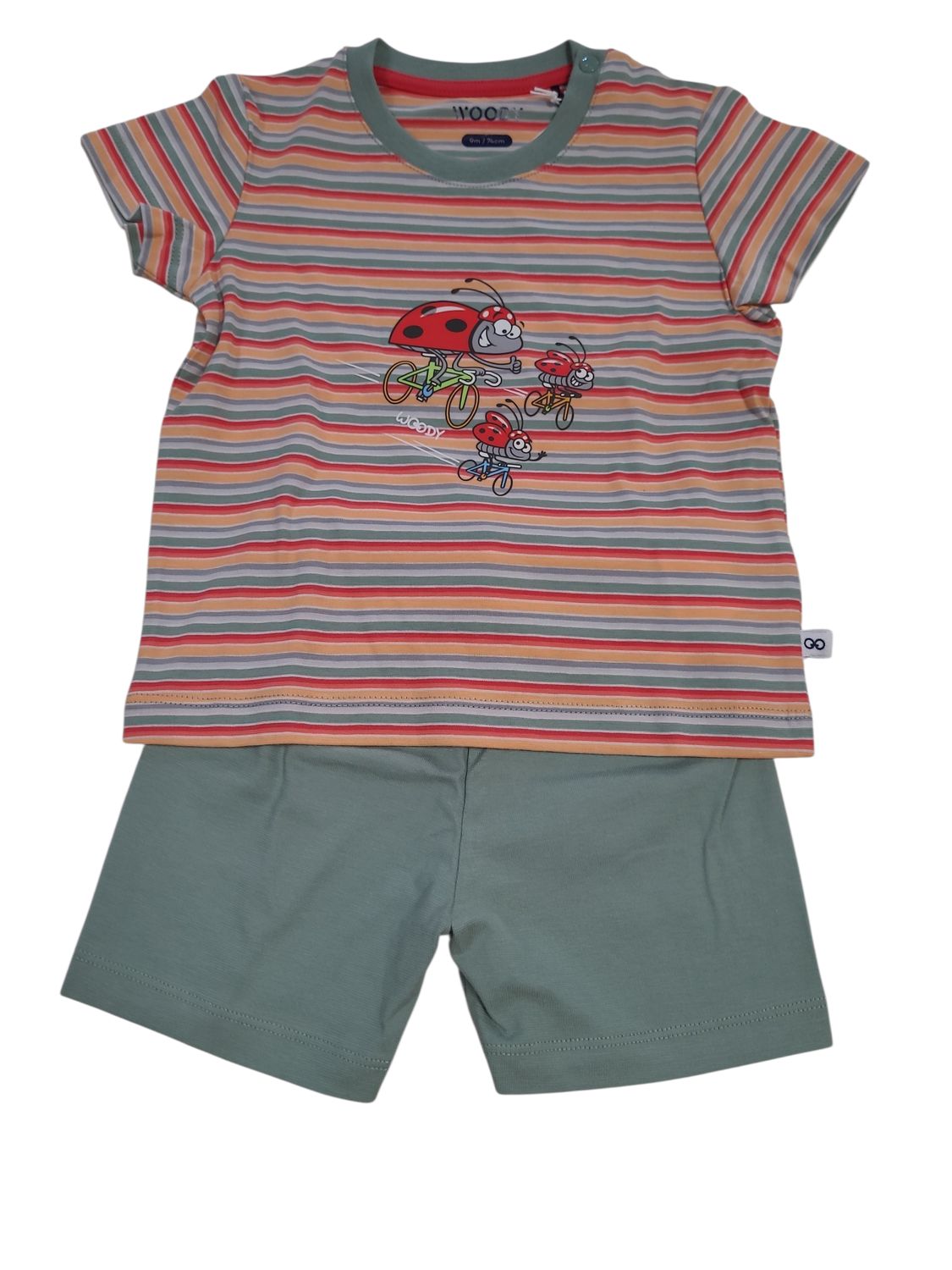 Jongens Baby Pyjama K/M Short "Lieveheersbeestjes" Woody Multi Gestreept