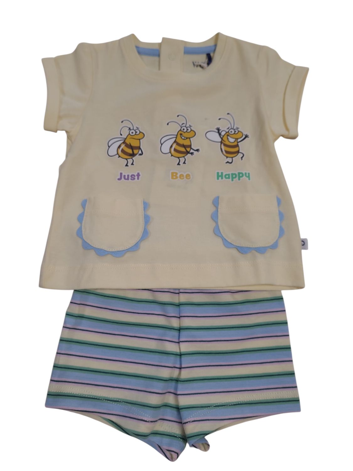 Meisjes Baby Pyjama "Just Bee Happy" Woody Pastelgeel